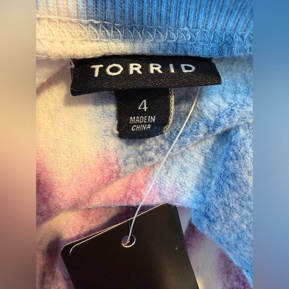NWT Torrid Blue/Yellow/Purple Tie-Dye Fleece Sweatshirt - Torrid Size 4 (26, 4X) - Picture 10 of 14
